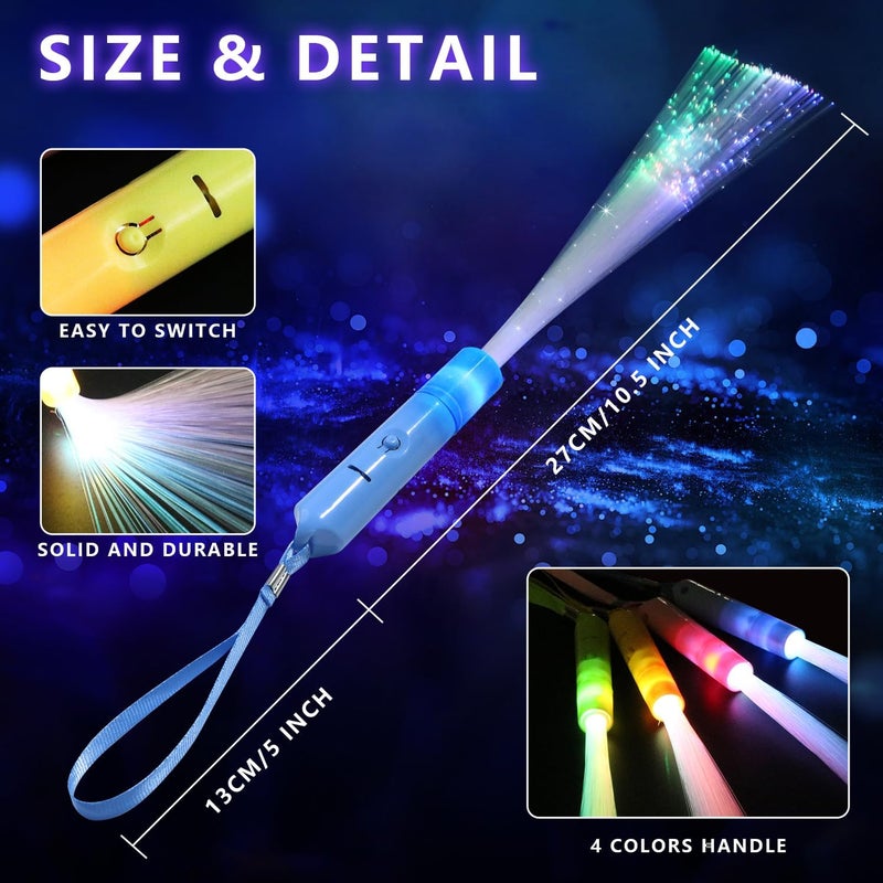 Meeby 36PCS Fiber Optic Wands Glow Wand LED Light Up Wand Bulk with 3 Models Colorful Flashing Glow in The Dark Party Supplies Fiber Optic Lights Glow Wands Bulk Party Pack for Birthday Party Favor Wedding - Image 3